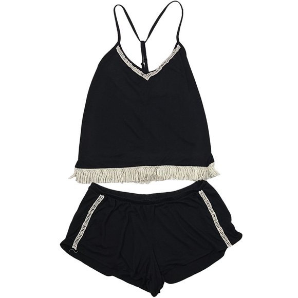Xhilaration Other - Xhilaration Black and Cream Fringe Pajama Shorts S